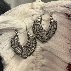 Silver Boho Metal Dangle Festival Earrings